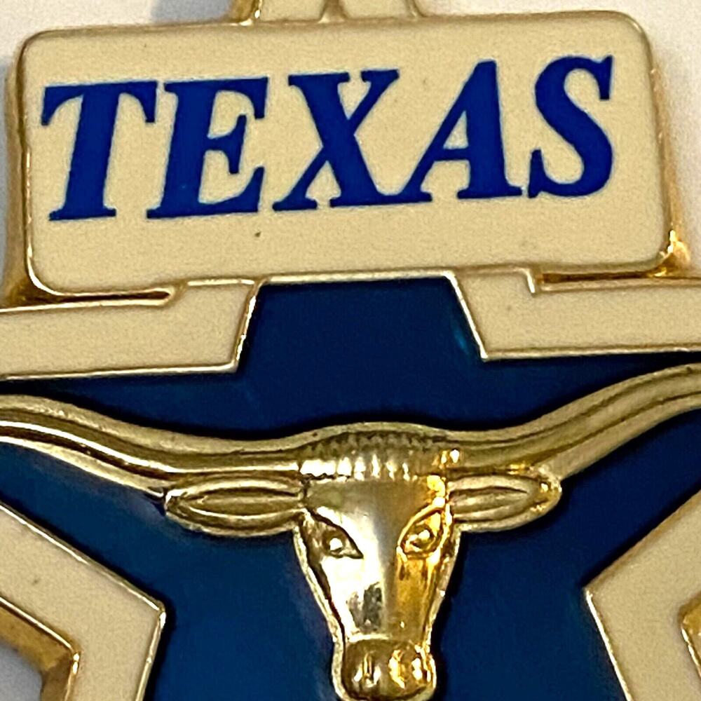SSI Texas Longhorn Enamel Keychain Star Charm Souvenir Collector Gold Tone